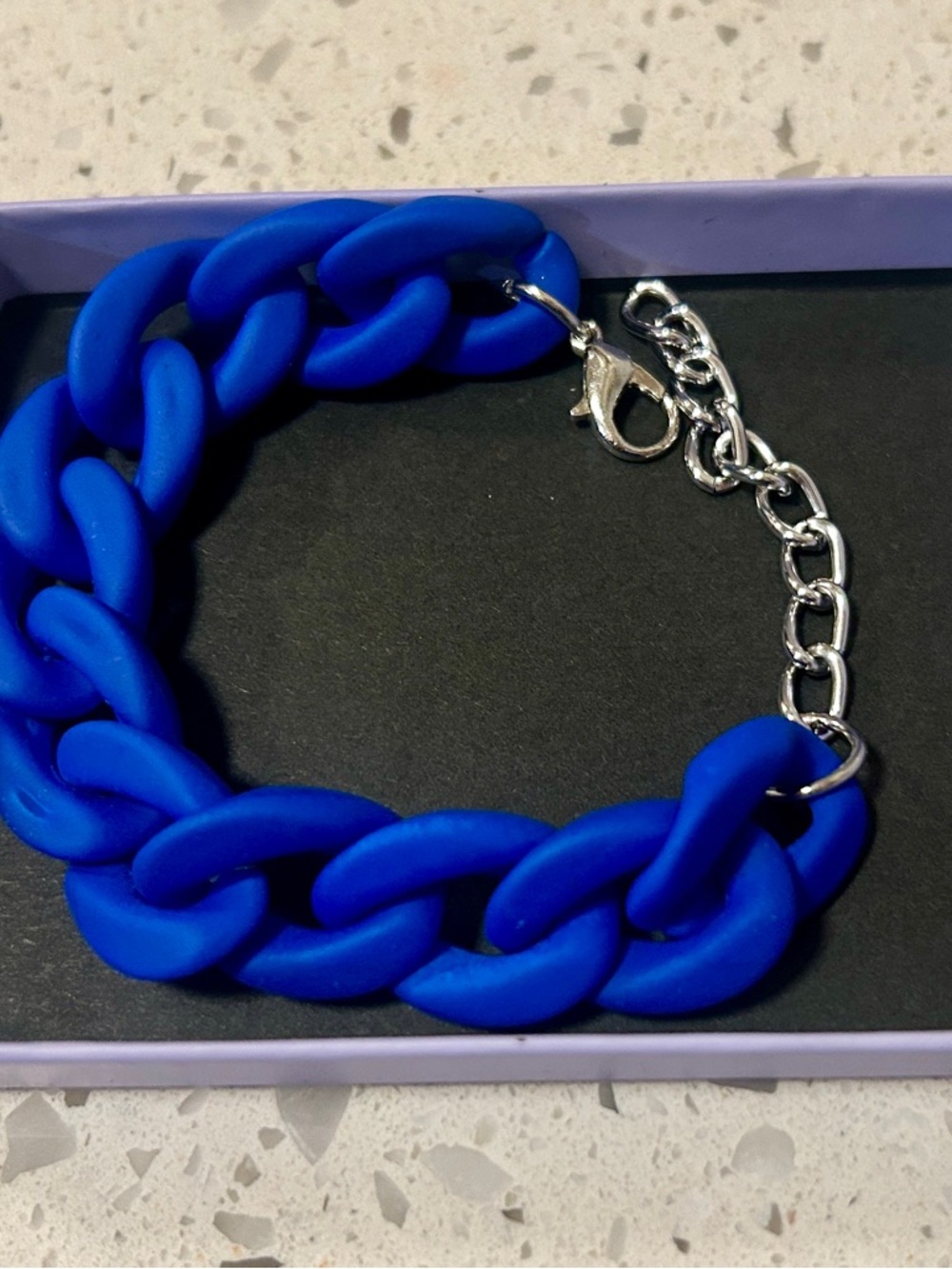 Bold Cobalt Blue Chunky Chain Bracelet